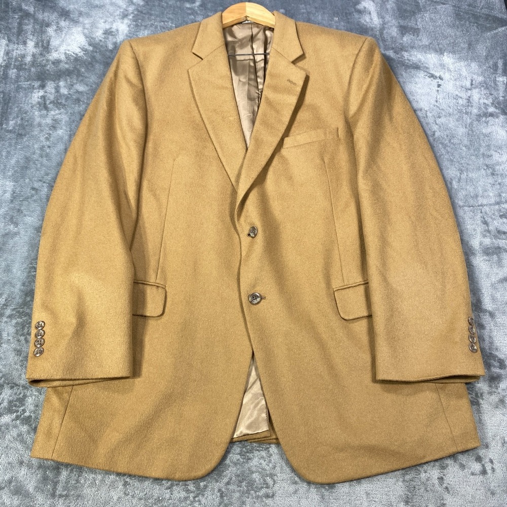 Jos A Bank 100% Cashmere Sport Coat Blazer Camel Tan 46L 2-Button Mens Jacket